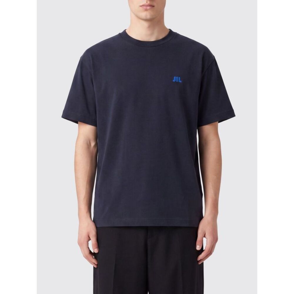Jil Sander Men Jil Sander Cotton Crewneck T-Shirt With Contrast Logo On Chest